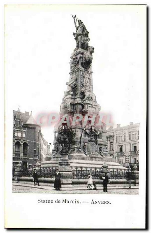 Old Postcard Statue of Antwerp Marnix