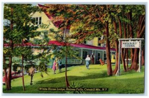 c1940 White Horse Lodge Haines Falls Field Catskill Mountains New York Postcard