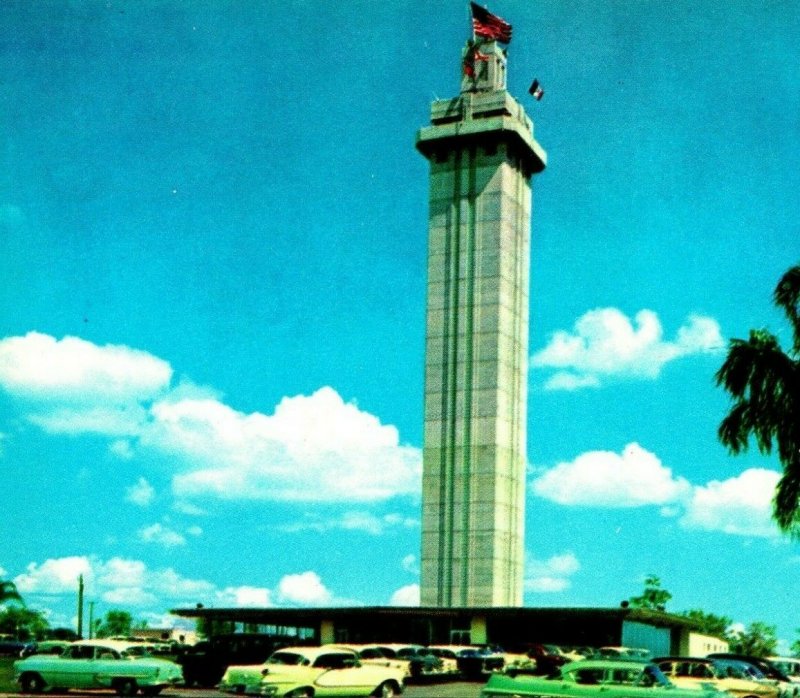 Citrus Tower From Below Classic Cars Claremont Florida FL UNP Chrome Postcard