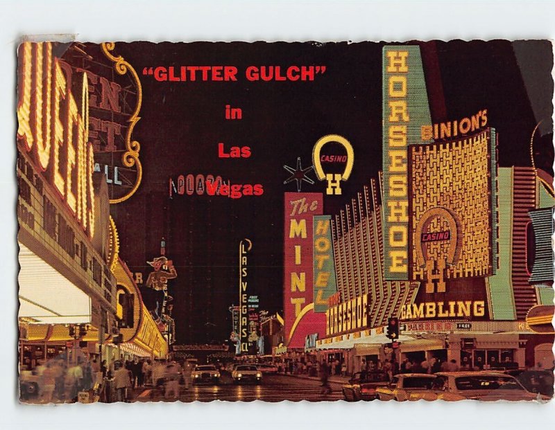 Postcard Fremont Street Downtown Las Vegas Casino Area Nevada USA