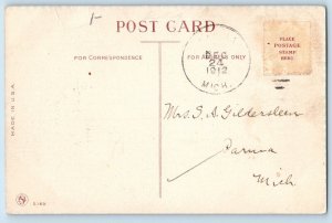 Christmas Postcard Dutch Girl With Holly Berries Wreath 1912 Posted Antique