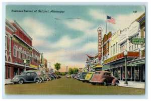 1949 Business Section of Gulfport Mississippi Posted Vintage Postcard 