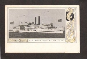 Steamer Pilgrim Steamship Steam Ship Vintage UDB Postcard