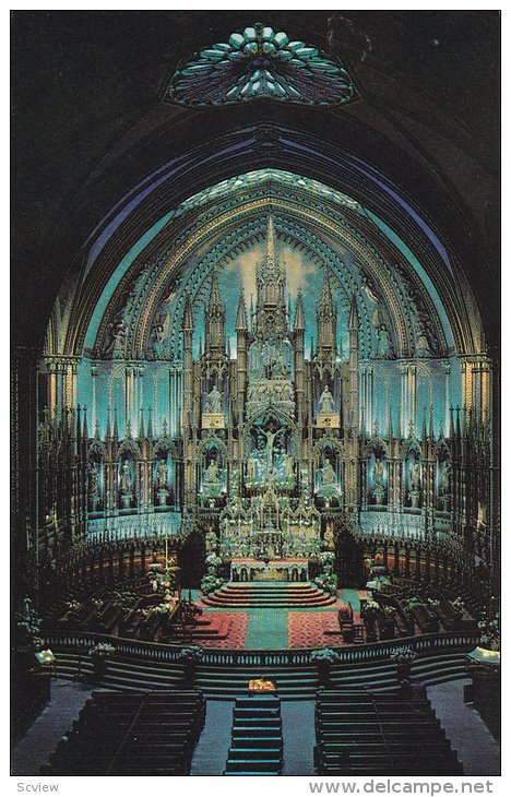 Interior View of Notre-Dame Church, Montreal, Quebec, Canada, 60's-80's