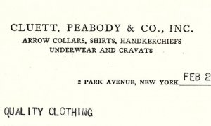 1939 CLUETT PEABODY & CO ARROW COLLARS SHIRTS NEW YORK BILLHEAD INVOICE Z2281