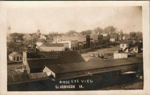 Gladbrook Iowa~Downtown~Train Box Cars~Work Here Building Houses~1910 RPPC 