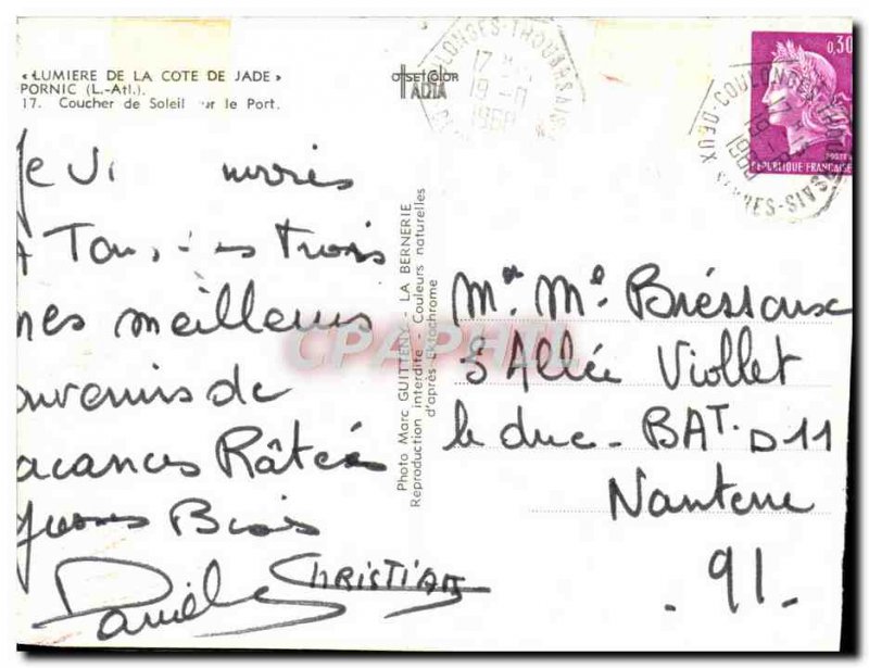 Modern Postcard Pornic Sunset Over The Port