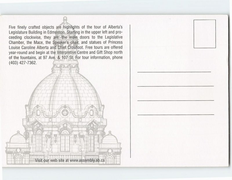 Postcard Five Finely Crafted Objects Alberta Legislature Building Edmonton