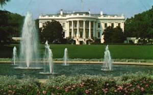 The White House South Front Park & Gardens Lawns Washington DC Vintage Postcard