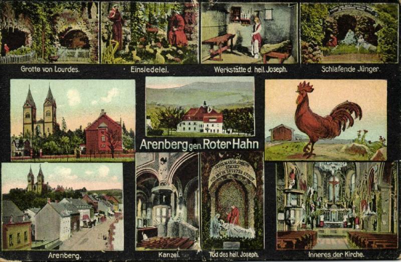 germany, ARENBERG, Multiview, Gasthaus Hotel Roter Hahn, Kloster, Kirche (1910s)