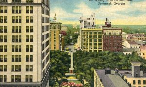 Postcard Early View of Bull Street in Savannah, GA.   L1