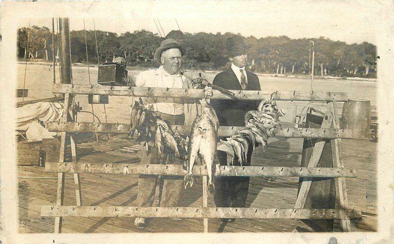 1918 Florida Fisherman Large Catch Display RPPC Real Photo