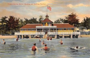 Poland Springs Maine scenic view boating & bathing pavilion antique pc ZE686223