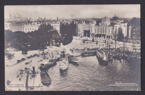 Vintage postcard 1912 Stockholm Nybrohamnen Royal Dramatic Theatre boats Sweden