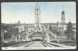 DATE 1905 PPC* VINTAGE CONEY ISLAND BROOKLYN NY DREAMLAND W/GLITTER