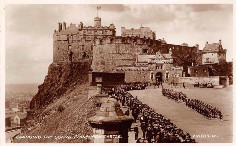 BR61184 changing the guard  castle military real photo edinburgh scotland