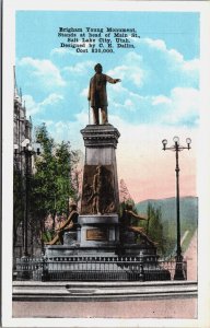 Brigham Young Monument Salt Lake City Utah Vintage Postcard C215
