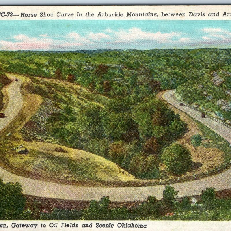 1937 Ardmore - Davis, OK Arbuckle Mountains Horse Shoe Curve Oil Fields PC A253