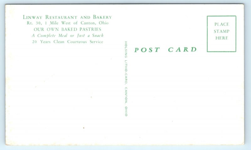 Canton OH Linway Diner Restaurant Postcard Ohio
