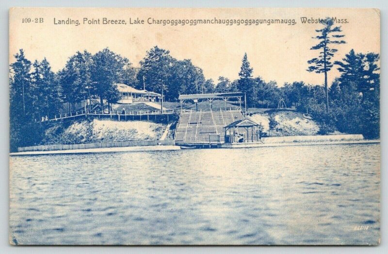 Webster Massachusetts~Lake Chaubunagungamaug~Point Breeze Boat Landing~c1905 