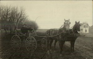 Horse Wagon - Prairie View or Norton KS Written on Back Real Photo Postcard