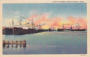 Texas Corpus Christi Ships In Harbor Curteich