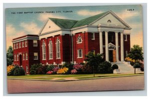 Vintage 1930's Postcard The First Baptist Church Building Panama City Florida