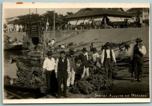 RPPC Brazil Banana Market Santos Aspecto de Mercado Photo Rotativo Postcard G14