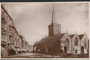 Wales Postcard - High Street and Church, Tenby, Pembrokeshire  A8564