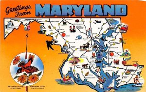 Greetings from Maryland â€“ the famous tree state USA Maps Unused 
