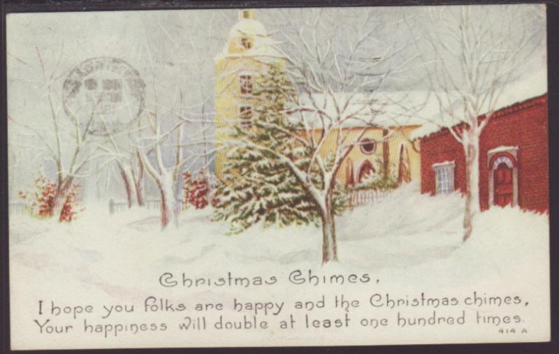 Christmas Chimes,Church Postcard