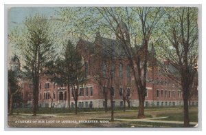 Postcard Academy Of Our Lady Of Lourdes Rochester Minn. Minnesota c1916 Postmark