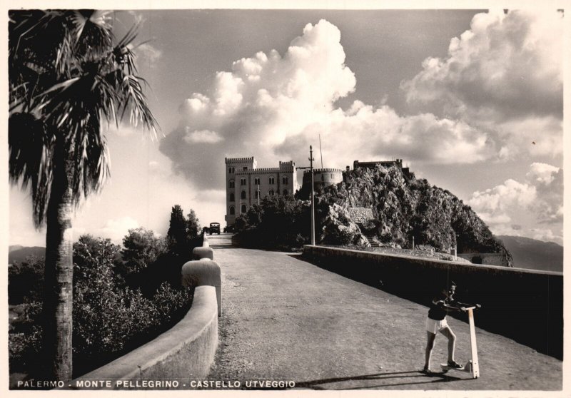 Vintage Postcard Real Photo Palermo Monte Pellegrino Castello Utveggio Italy