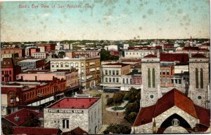 Postcard TX San Antonio Bird's Eye View Frost National Bank Elite Hotel 1910 S53