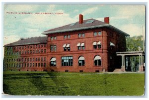 c1950 Public Library Building Ground Entrance Waterbury Connecticut CT Postcard