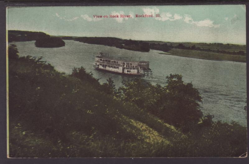 Riverboat,Rock River,Rockford,IL Postcard