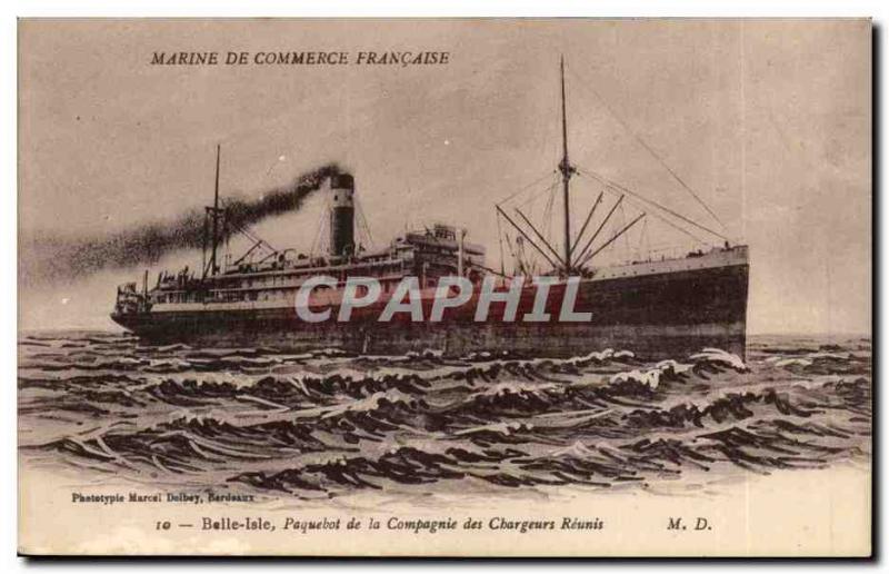 Old Postcard MArine of Commerce French Belle Isle Chargers Reunis