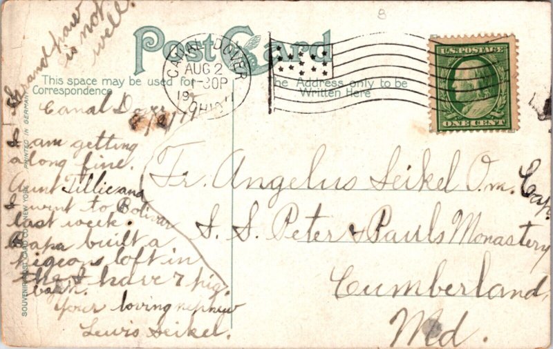 Postcard Third Street in Canal Dover, Ohio