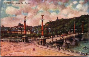 Czech Republic Prague Praha Most sv. Čecha Vintage Postcard C065