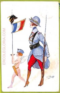 af1523 - VINTAGE POSTCARD - Glamour - ARTIST SIGNED - 1917 France FLAG-