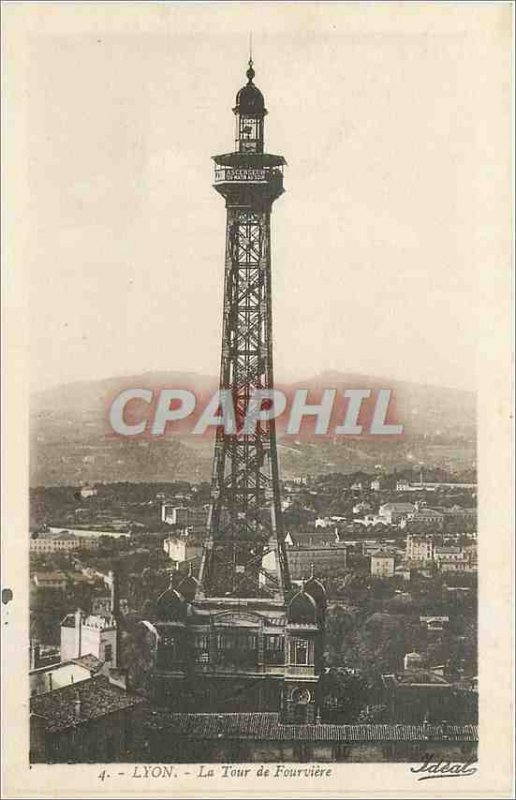 Old Postcard Lyon Tower of Fourviere