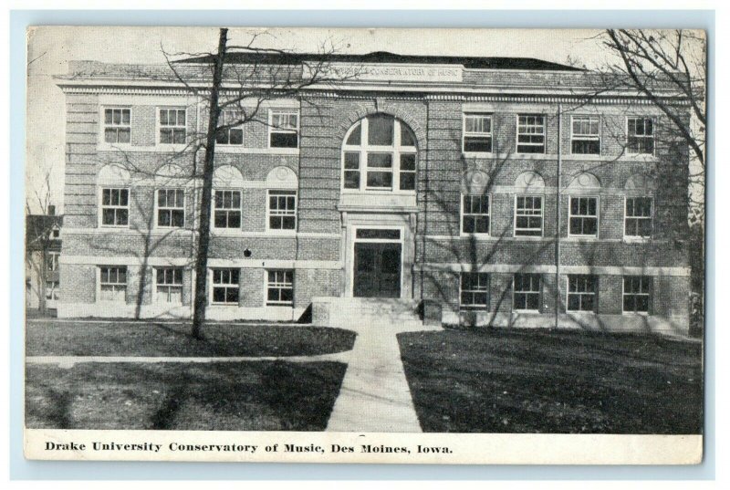 c1910's Drake University Conservatory Of Music Des Moines Iowa IA Postcard 