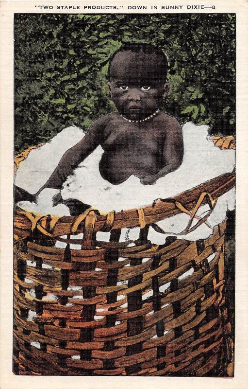 E57/ Black Americana Postcard Two Staple Products Baby Cotton Dixie 17