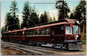 1911 Coeur D'Alene and Spokane Electric Train Washington WA Posted Postcard