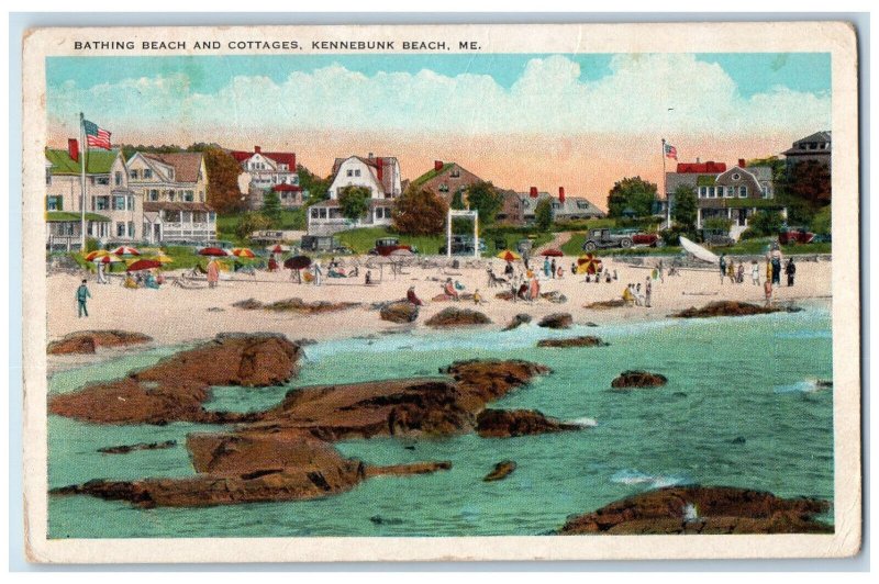 c1930's Bathing Beach and Cottages Kennebunk Beach Maine ME Vintage Postcard