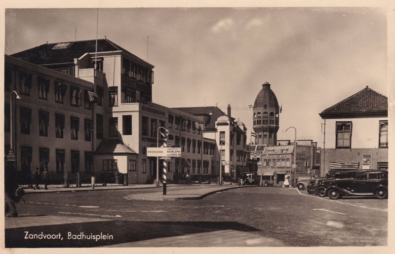 Zandvoort Badhuisplein Signpost Holland Real Photo Postcard