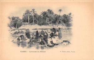 Gabes Tunisia Menzel Women Washing Clothes Antique Postcard J75518