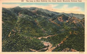 Vintage Postcard 1940's Loop Main Highway Great Smoky Mountains National Park