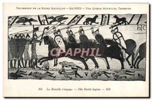 Old Postcard Tapestry of Queen Mathilde Bayeux Battle s & # 39engage