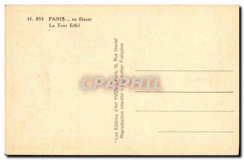 Old Postcard Paris Eiffel Tower View of the Trocadero Rhinoceros